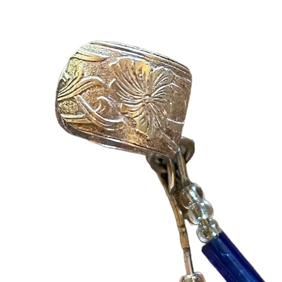 .Vintage 70s .925 Beaded Moon ands Star Ear Huggie Clip - Picture 7 of 12